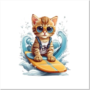 Surfing Kitten Posters and Art